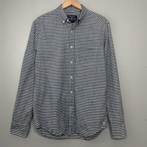 American Eagle Outfitters Mens Small Prep Fit Button Up Shirt Chambray Blue